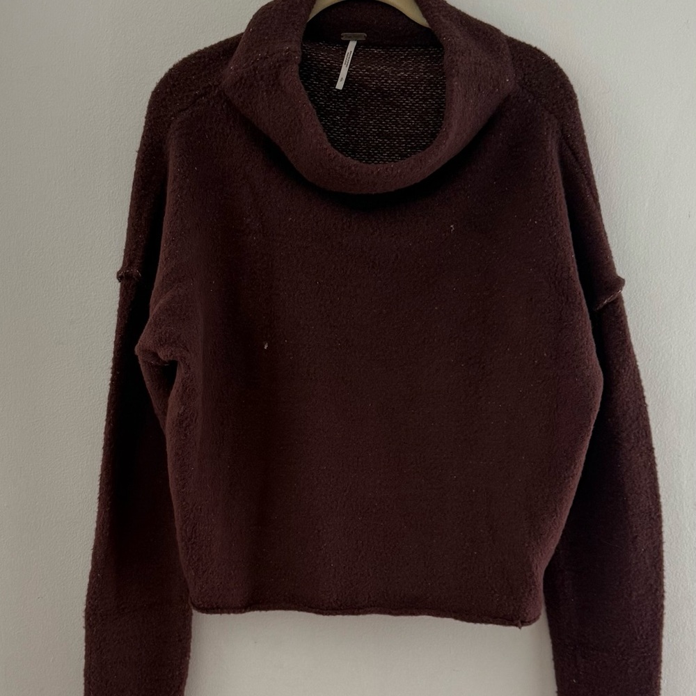 Free People Rich Brown Cowl Neck Sweater